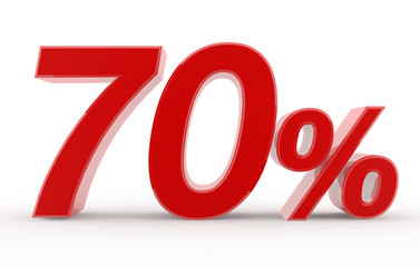 70 percent on white background illustration 3D rendering