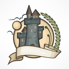 Color round castle logo emblem