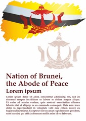 Flag of Brunei, Nation of Brunei, the Abode of Peace. Template for award design, an official document with the flag of Brunei. Bright, colorful vector illustration.