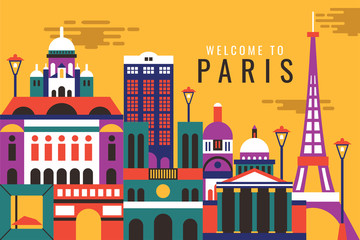 Vector illustration of city in paris, flat design concept