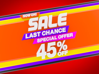 Fototapeta premium SALE LAST CHANCE SPECIAL OFFER 45 % OFF NOW ON ! 3D rendering