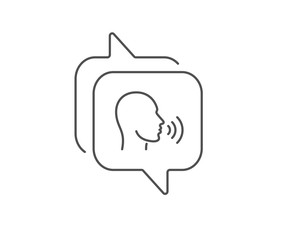 Human sing line icon. Chat bubble design. Talk sign. Person speak symbol. Outline concept. Thin line human sing icon. Vector