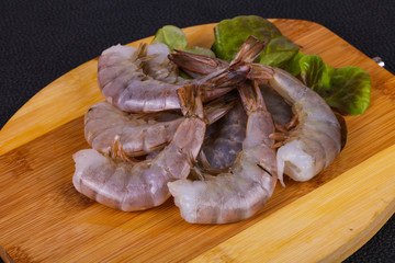 Raw king prawns ready for cooking