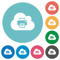 Cloud printing flat round icons