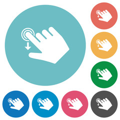 Right handed slide down gesture flat round icons