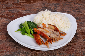 Rice with roasted duck breast