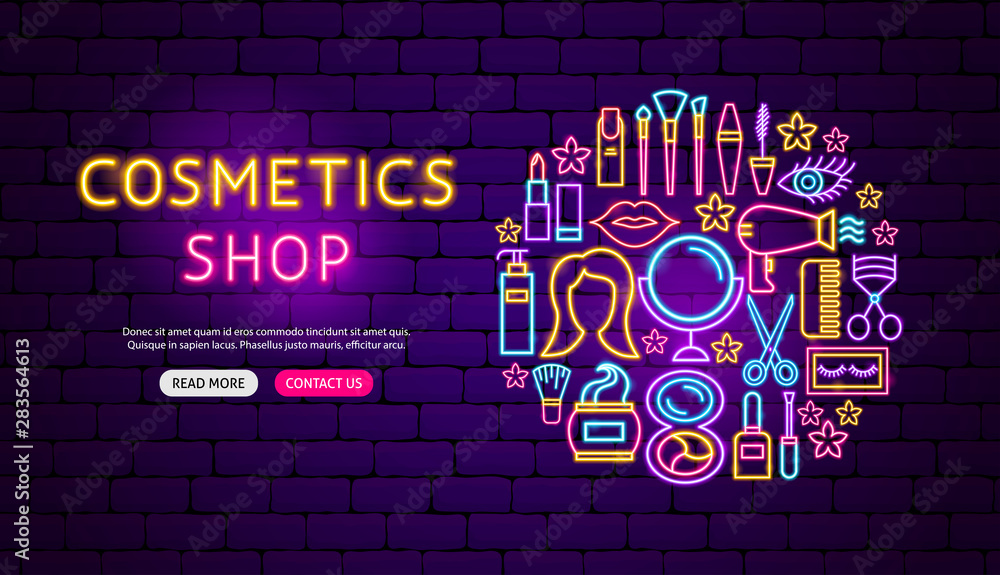 Wall mural Cosmetics Shop Neon Banner Design