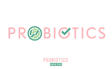 Lactobacillus Probiotics Typographic Icon