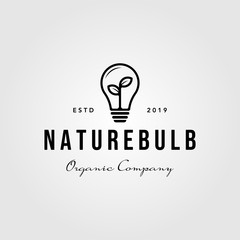 line art nature bulb logo icon vintage vector design illustration