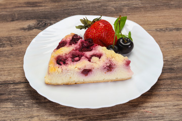 Cheesecake with cherry served strawberry