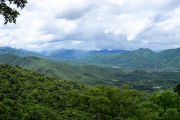 Fototapeta na wymiar High mountain views in the tropical forest of Thailand, Ratchaburi