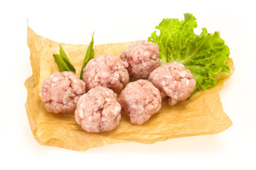 Homemade raw pork minced meatball for cooking