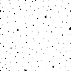 Falling stars seamless pattern. Scandinavian vector texture with random stars. Illustration of falling star, cosmic monochrome repetition stars