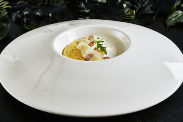 Italian Cream Polenta with Porcini Mushrooms and Pecorino Cheese