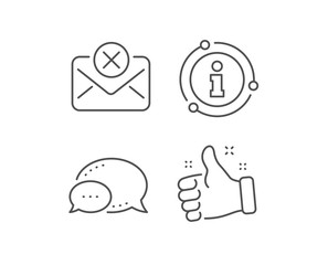 Reject mail line icon. Chat bubble, info sign elements. Delete message sign. Decline web letter. Linear reject mail outline icon. Information bubble. Vector