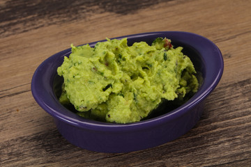 Avocado guacamole sauce with chili pepper