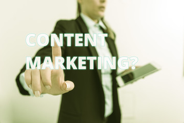 Conceptual hand writing showing Content Marketing question. Concept meaning involves creation and...
