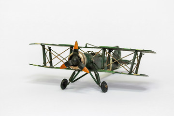 White back. Model tin plane