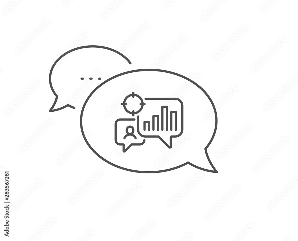 Aufkleber seo statistics line icon. chat bubble design. search engine optimization sign. analytics chart symbo