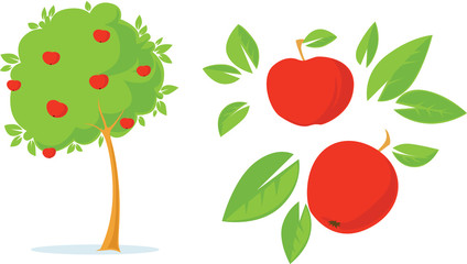 apple tree flat design illustration