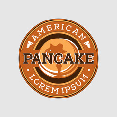 Retro American Pancake Emblem Logo Design