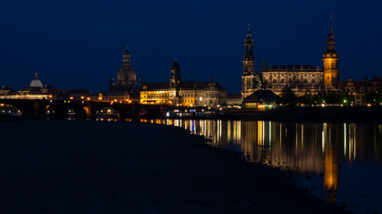 Fototapeta na wymiar Classic twilight view of historic Dresden city center.