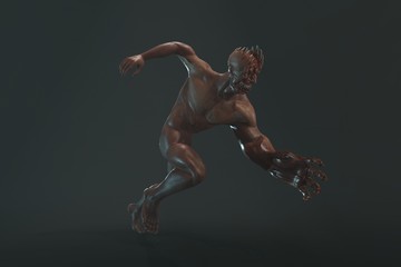 Fantasy character asym Monster 3d render on dark background