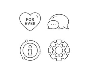 For ever line icon. Chat bubble, info sign elements. Sweet heart sign. Valentine day love symbol. Linear for ever outline icon. Information bubble. Vector