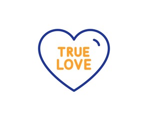 Sweet heart sign. True love line icon. Valentine day symbol. Colorful outline concept. Blue and orange thin line true love icon. Vector