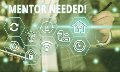 Word writing text Mentor Needed. Business photo showcasing Employee training under senior assigned...