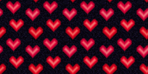 Naklejka na ściany i meble Pixel hearts pattern. Valentines Day. Trendy old game style. Love. Old-fashion arcade theme. Romantic. Wedding. Passion. Amour.