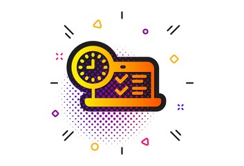 Time sign. Halftone circles pattern. Online test icon. Examination symbol. Classic flat online test icon. Vector