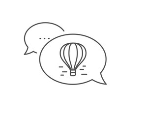 Air balloon line icon. Chat bubble design. Flight transport with basket sign. Aircraft symbol. Outline concept. Thin line air balloon icon. Vector