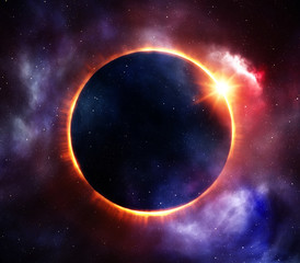 Obraz na płótnie Canvas total sun eclipse with stars