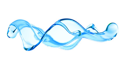 Splash of clear blue liquid, water. 3d illustration, 3d rendering.