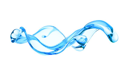 Splash of clear blue liquid, water. 3d illustration, 3d rendering.