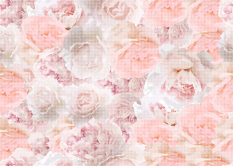 Roses seamless background. Tender pattern. Pink color, checkered