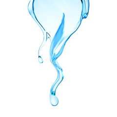 Splash of clear blue liquid, water. 3d illustration, 3d rendering.