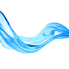 Naklejka premium Splash of clear blue liquid, water. 3d illustration, 3d rendering.