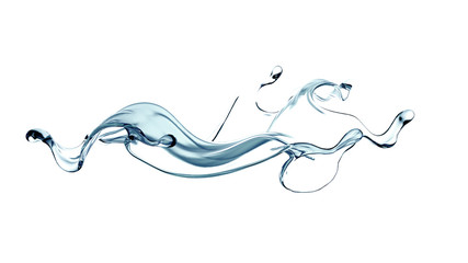 Splash of clear blue liquid, water. 3d illustration, 3d rendering.