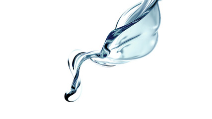 Splash of clear blue liquid, water. 3d illustration, 3d rendering.