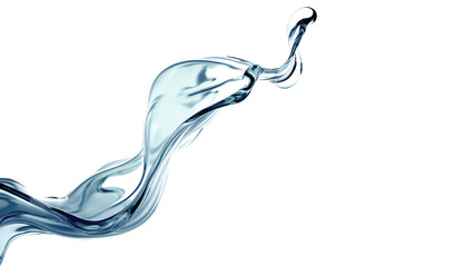 Splash of clear blue liquid, water. 3d illustration, 3d rendering.