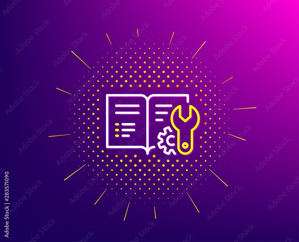 Aufkleber engineering documentation line icon. halftone pattern. technical instruction sign. gradient backgrou