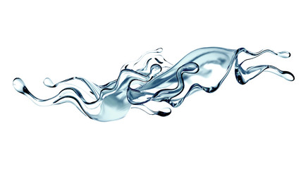 Splash of clear blue liquid, water. 3d illustration, 3d rendering.