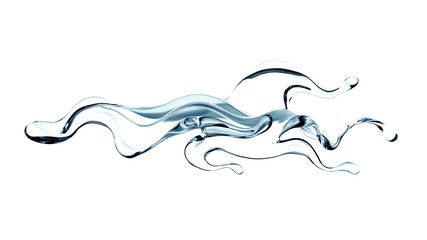Splash of clear blue liquid, water. 3d illustration, 3d rendering.