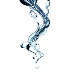 Splash of clear blue liquid, water. 3d illustration, 3d rendering.