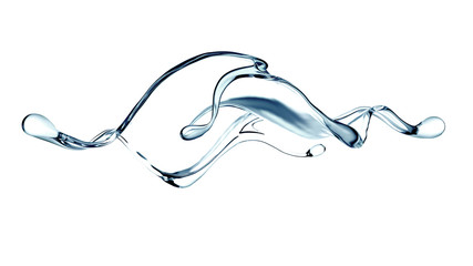 Splash of clear blue liquid, water. 3d illustration, 3d rendering.