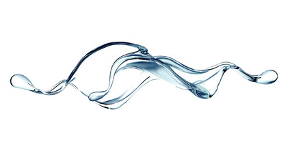 Splash of clear blue liquid, water. 3d illustration, 3d rendering.