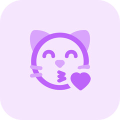 Romantic cat face emoji blowing a kiss with eyes closed