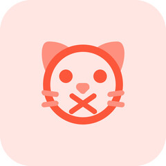 Cat face mouth crossed for forbidden speaking expression emoji